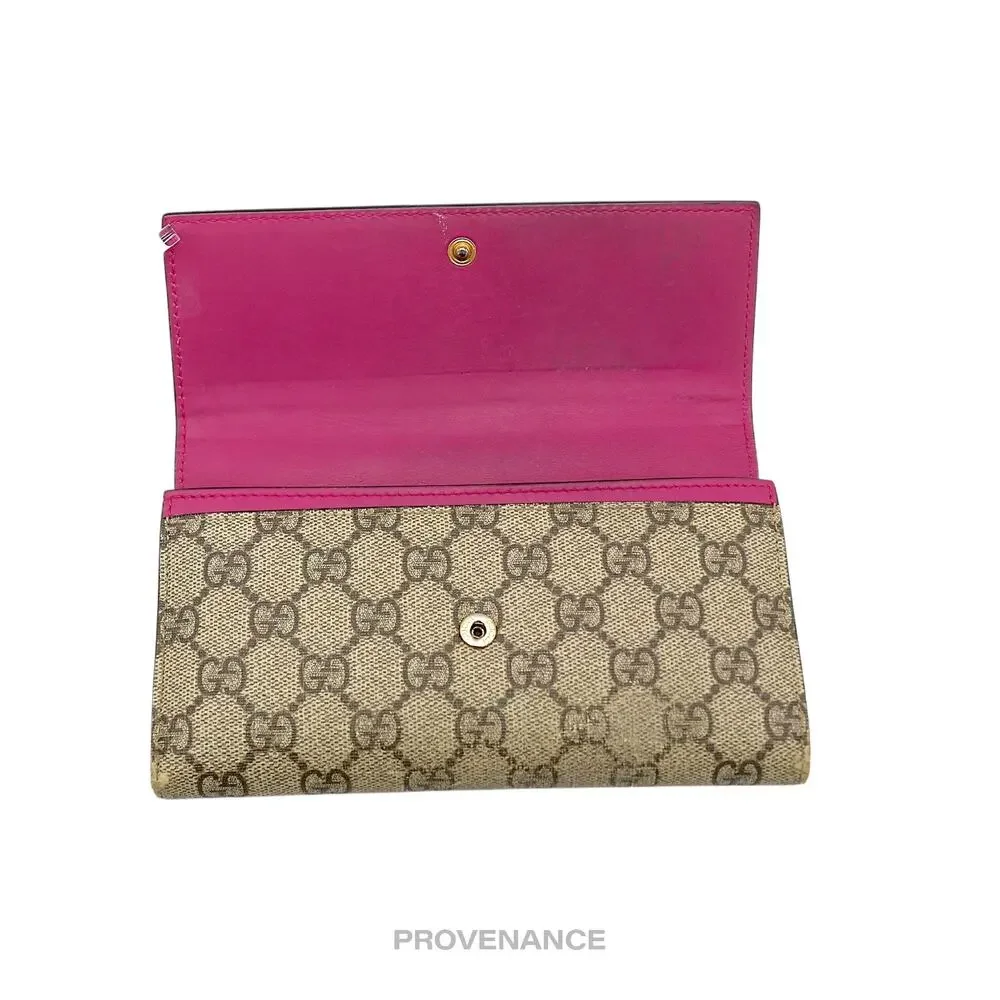 🔴 Gucci Snap Long Wallet - GG Supreme Red Pink - Picture 6 of 11